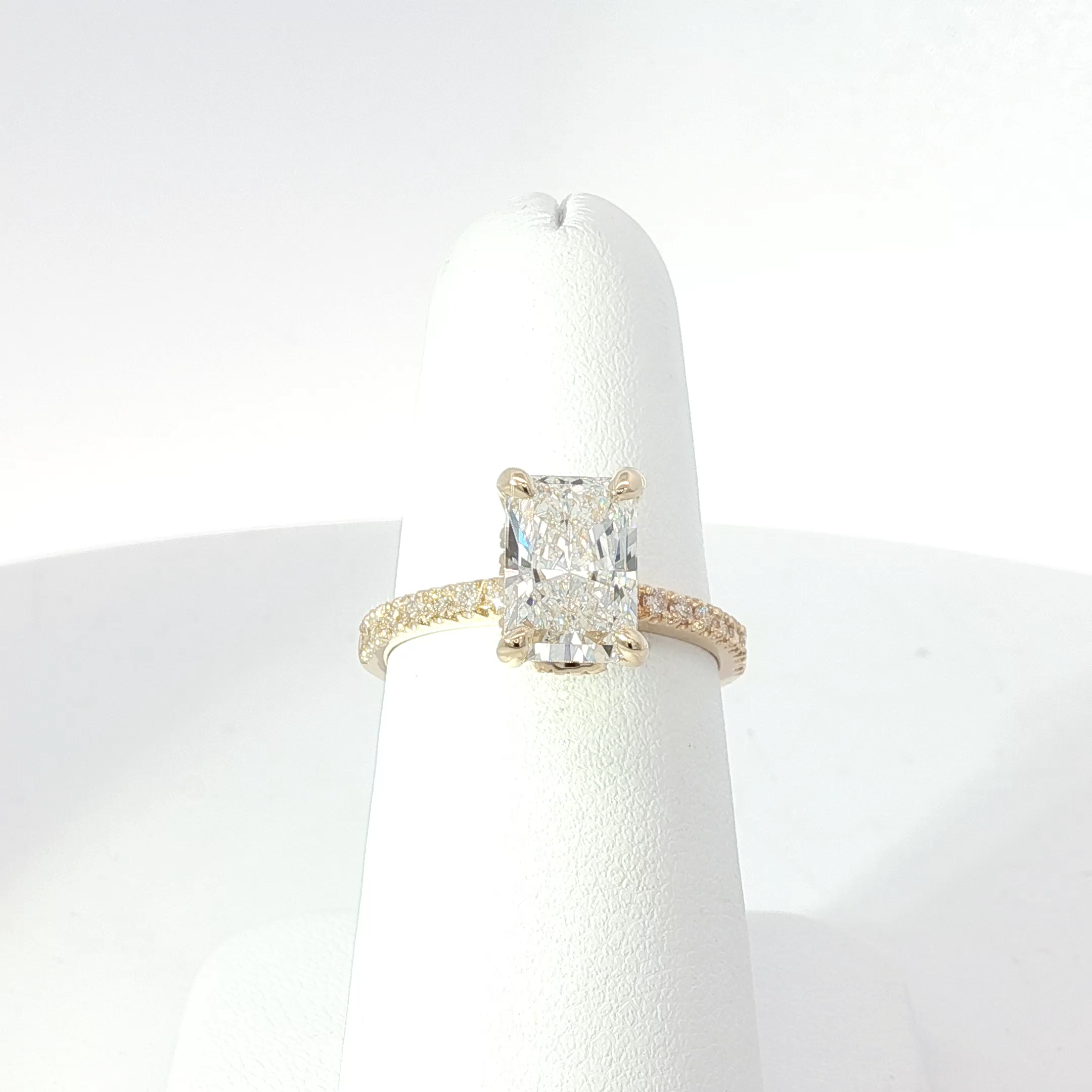 Gold Engagement Ring with Radiant Cut Diamond