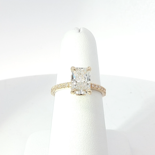 Gold Engagement Ring with Radiant Cut Diamond