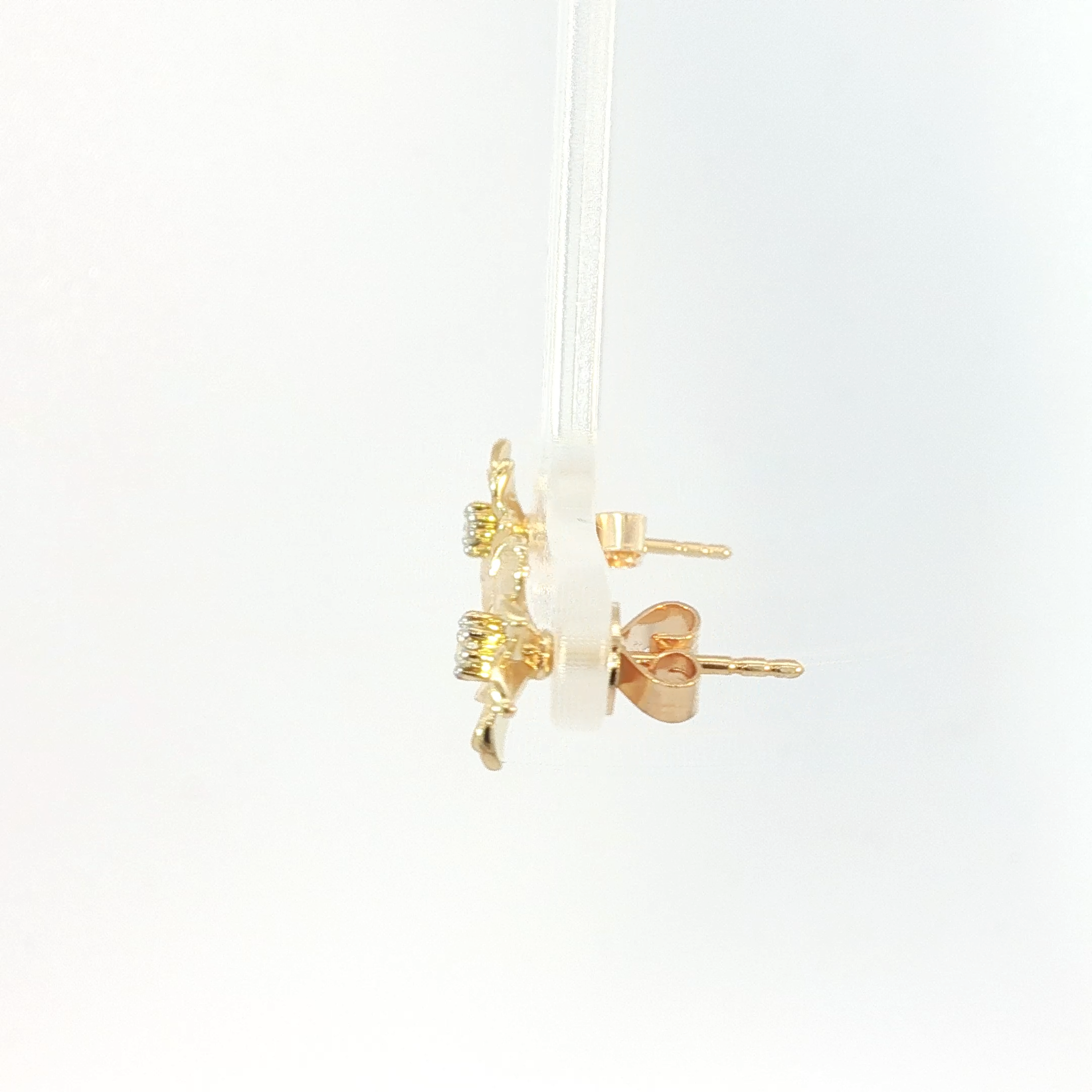 Yellow Gold Stud Earrings with Round Brilliant Diamond