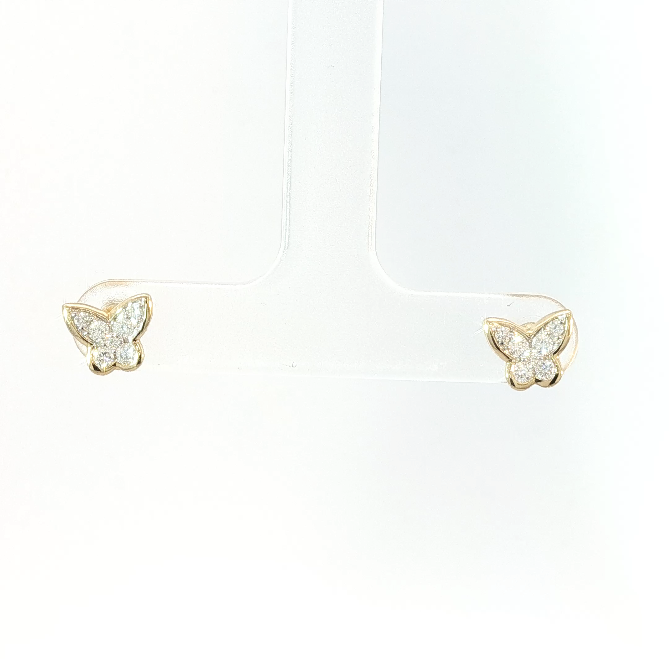Yellow Gold Diamond Butterfly Stud Earrings