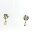 Load image into Gallery viewer, Yellow Gold Drop Earrings with Pear-Shaped Peridot & Rectangle Pink tourmalines
