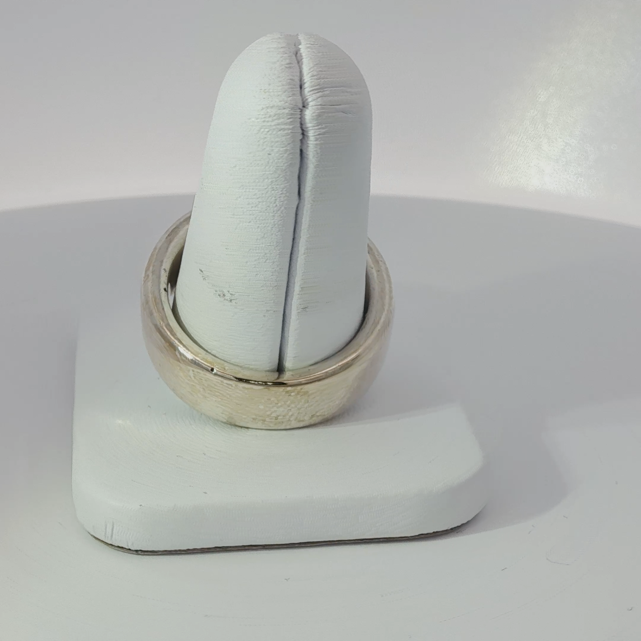 Diamond-Accented White Gold Finish Silver Band Ring