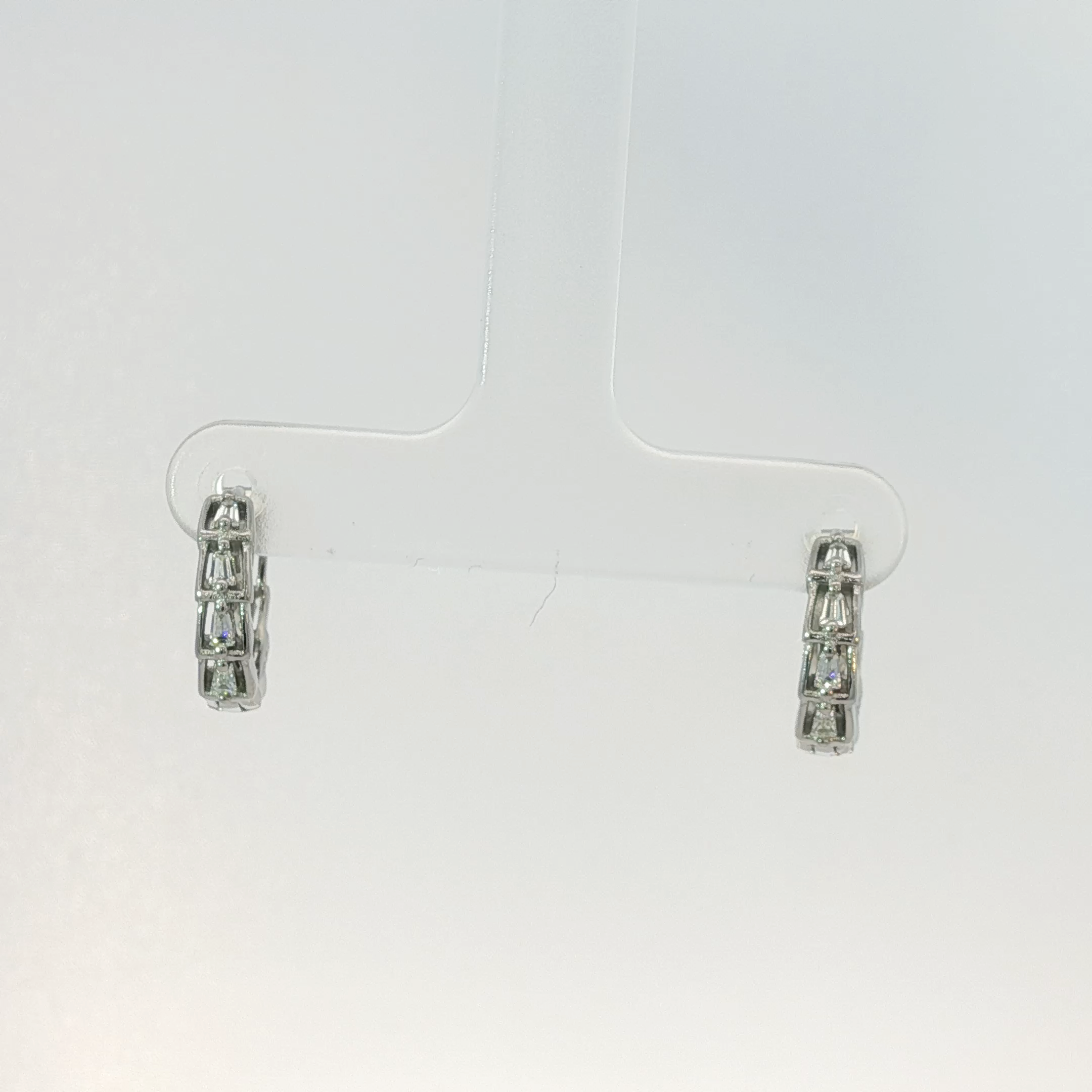 Princess-Cut CZ White Gold Hoop Earrings