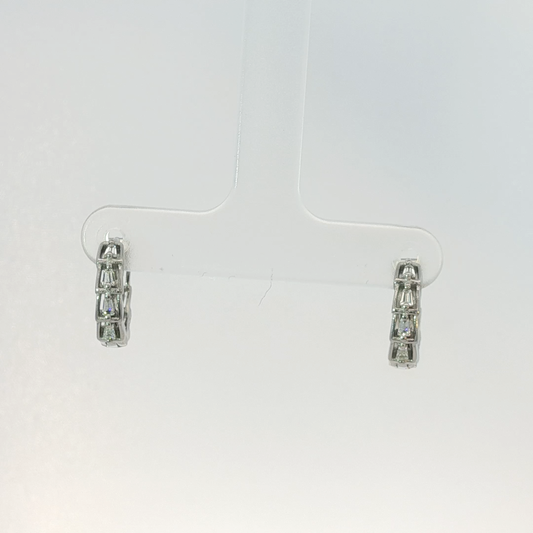 Princess-Cut CZ White Gold Hoop Earrings