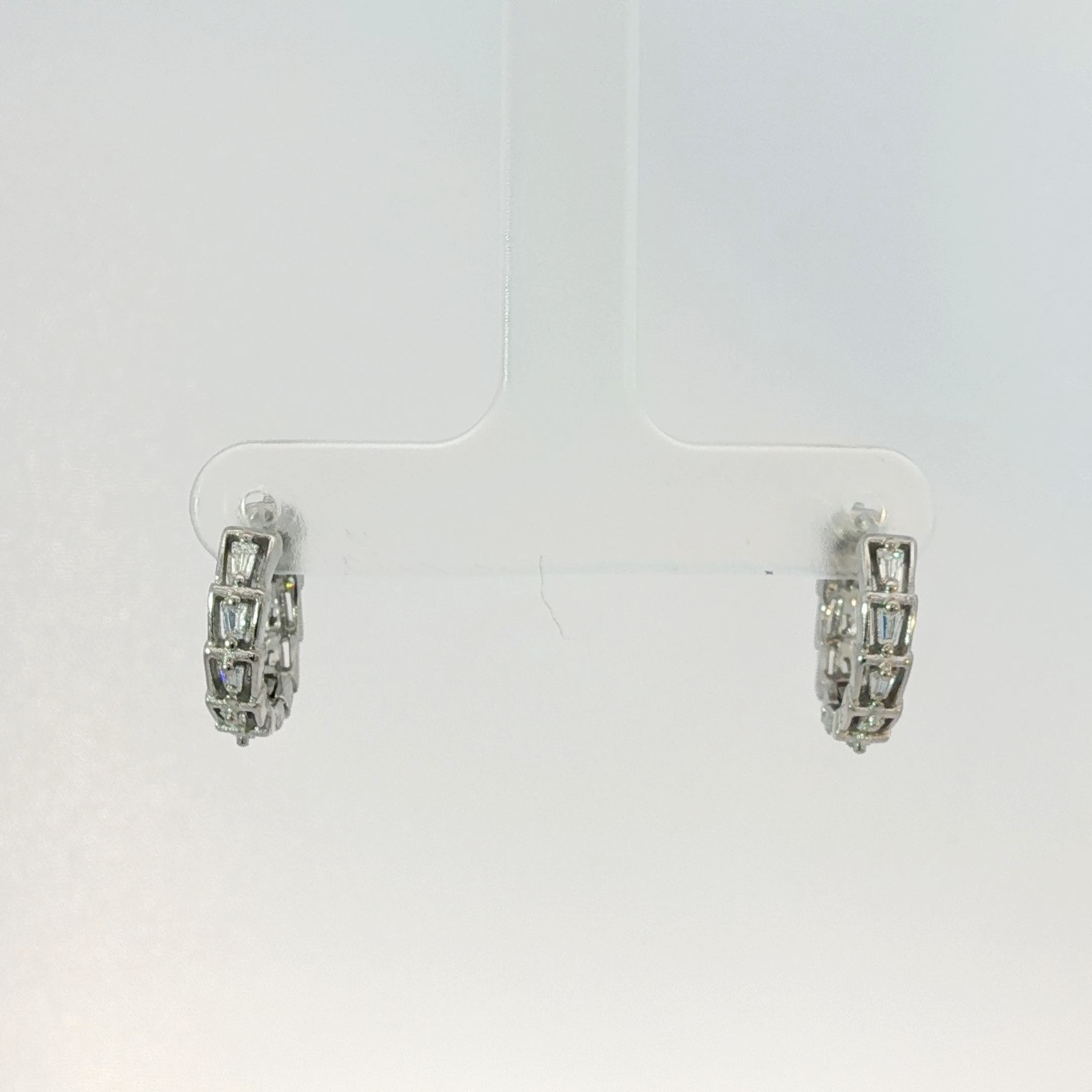 Princess-Cut CZ White Gold Hoop Earrings