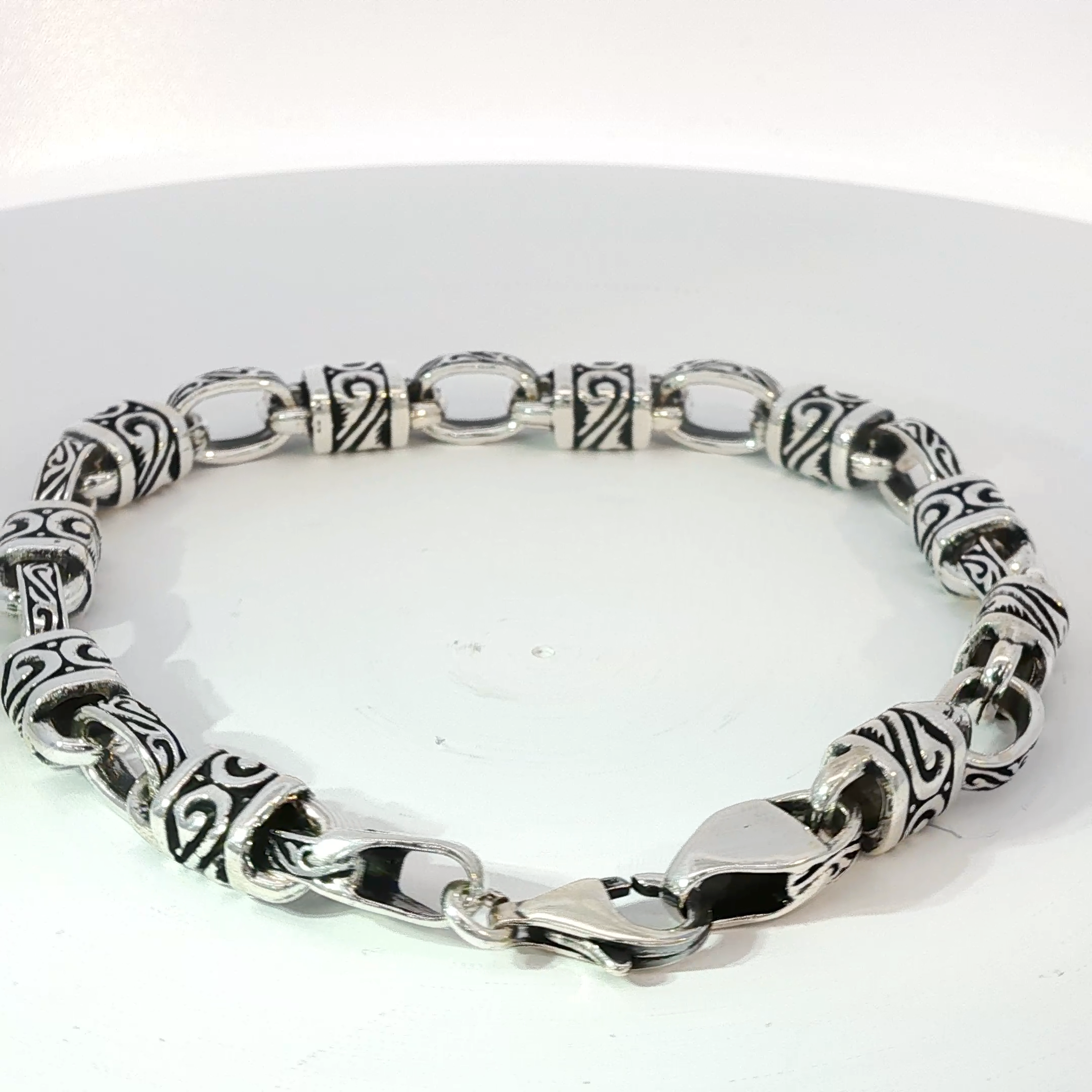 Sterling Silver Chain Bracelet with Engraved Details