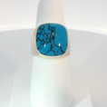 Load image into Gallery viewer, Silver Signet Ring with Bluish Green Turquoise Cabochon
