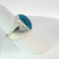 Load image into Gallery viewer, Silver Signet Ring with Bluish Green Turquoise Cabochon
