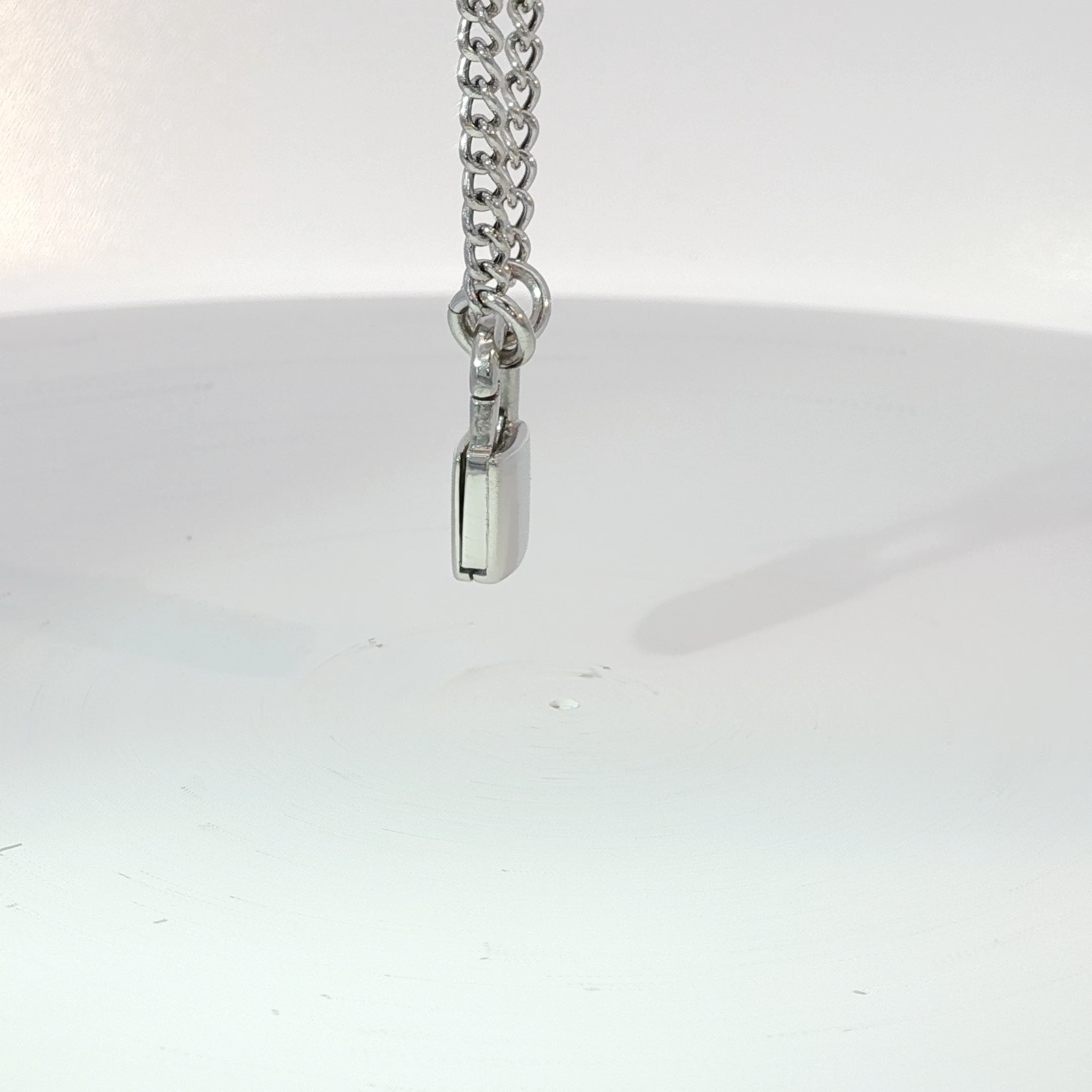 Silver Chain Necklace with Padlock Pendant
