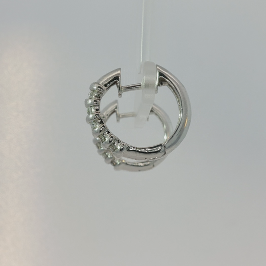 Silver Hoop Earrings with Round Brilliant CZ