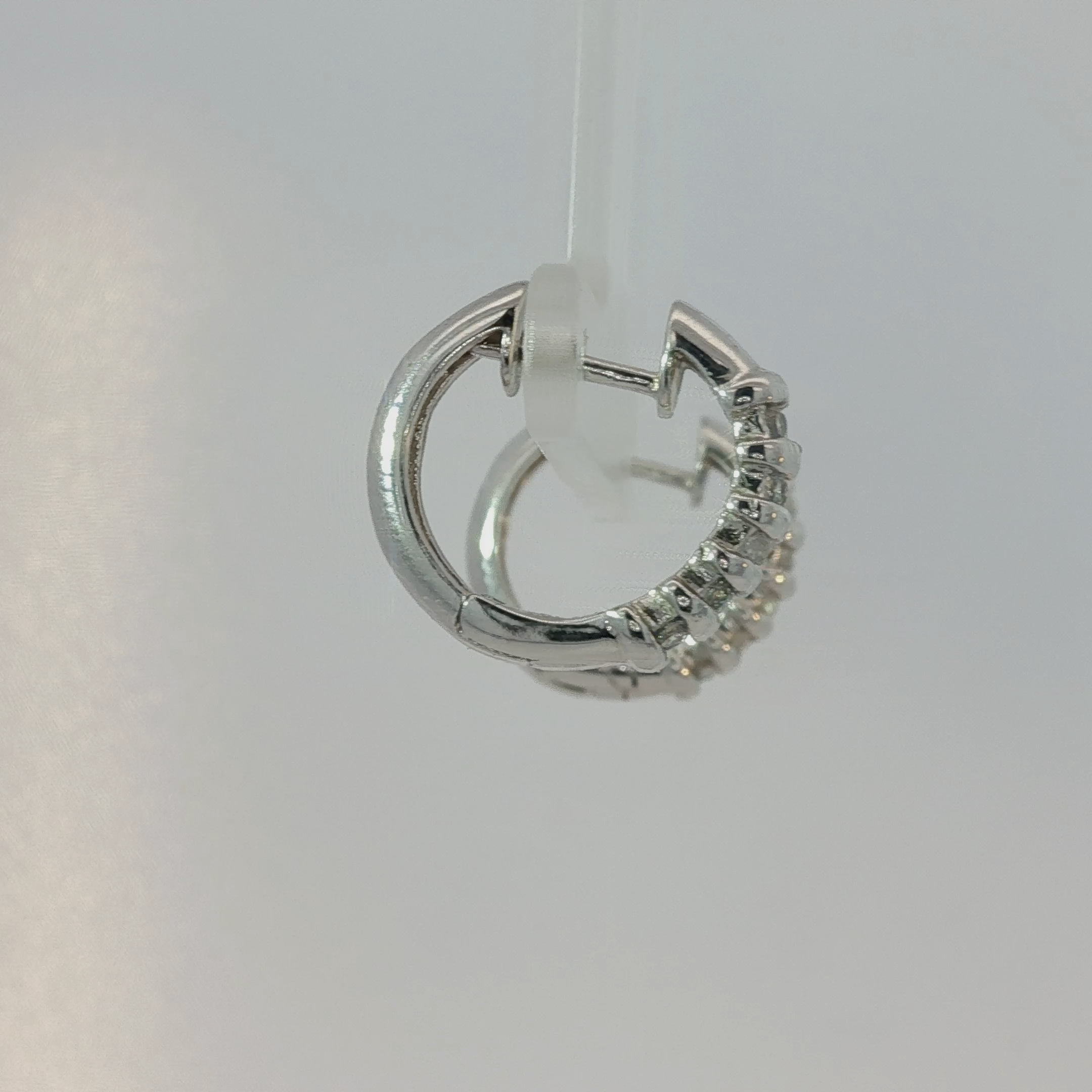 Silver Hoop Earrings with Round Brilliant CZ