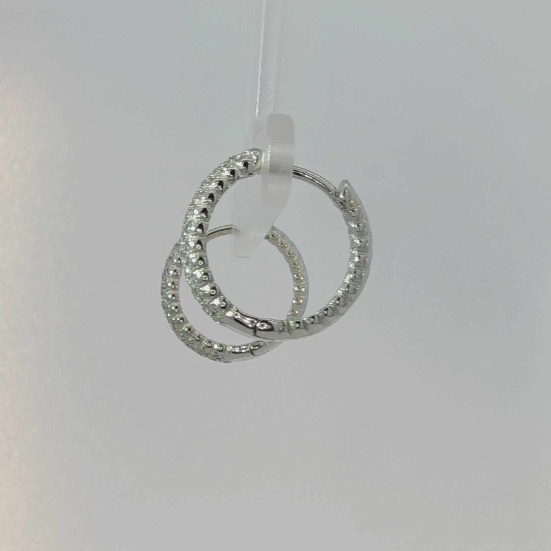 Silver Hoop Earrings with Round Cut CZ