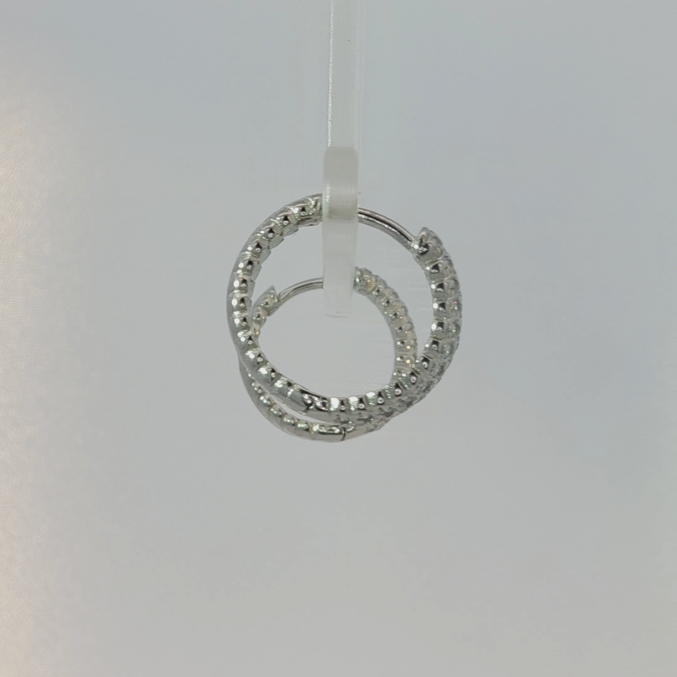 Silver Hoop Earrings with Round Cut CZ