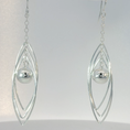 Load image into Gallery viewer, Sterling Silver Triple Oval Dangle Earrings with Spherical Accent
