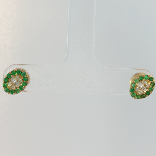 Classic Yellow Gold Stud Earrings with Oval Emeralds
