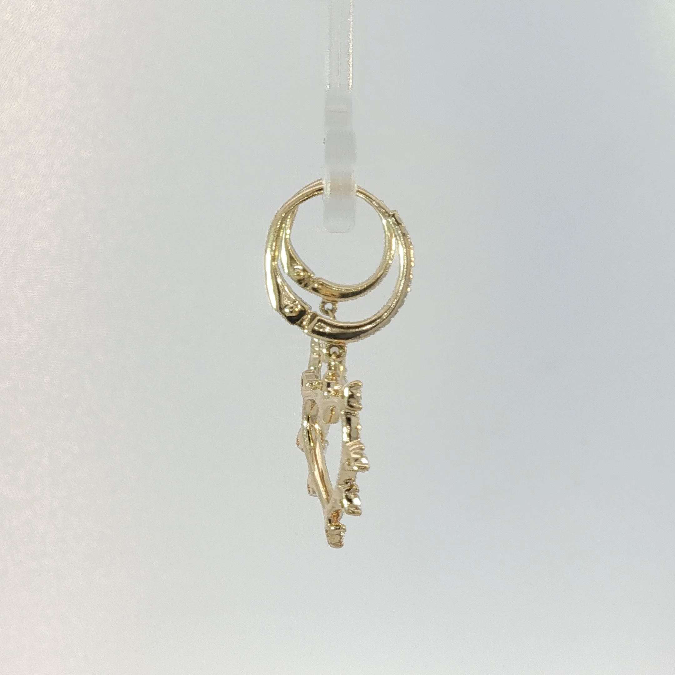 Yellow Gold Diamond Heart Dangle Earrings