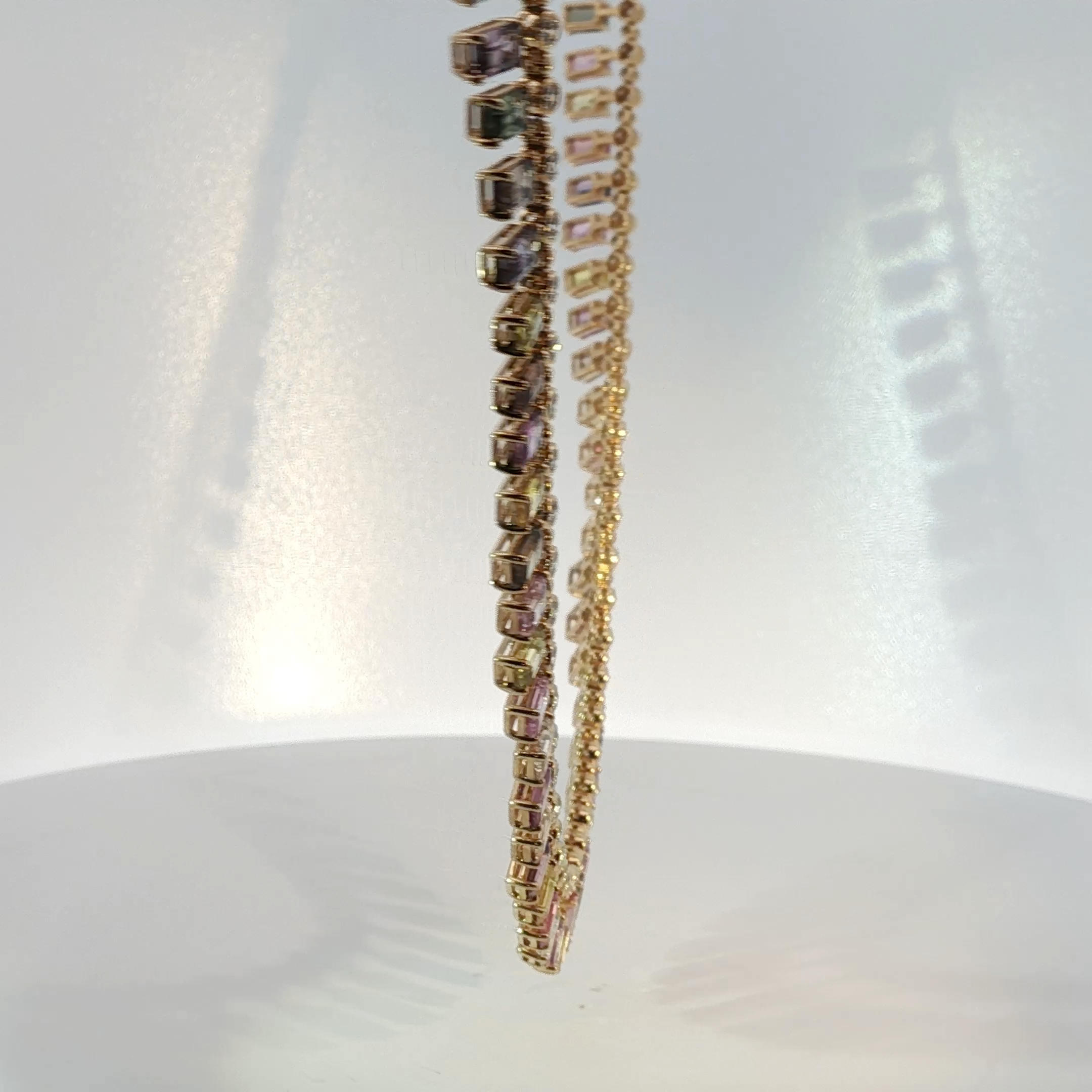 Yellow Gold Chain Necklace with Emerald Cut Green Tourmaline