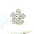 Load image into Gallery viewer, White Gold Flower Cocktail Ring with Pave Diamonds
