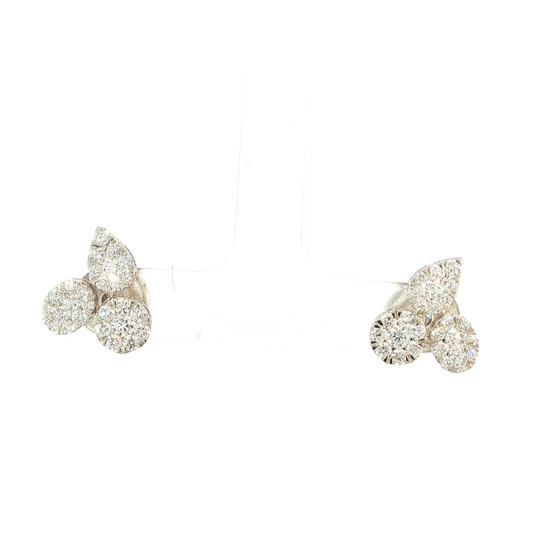 White Gold Stud Earrings with Diamond Cluster Design