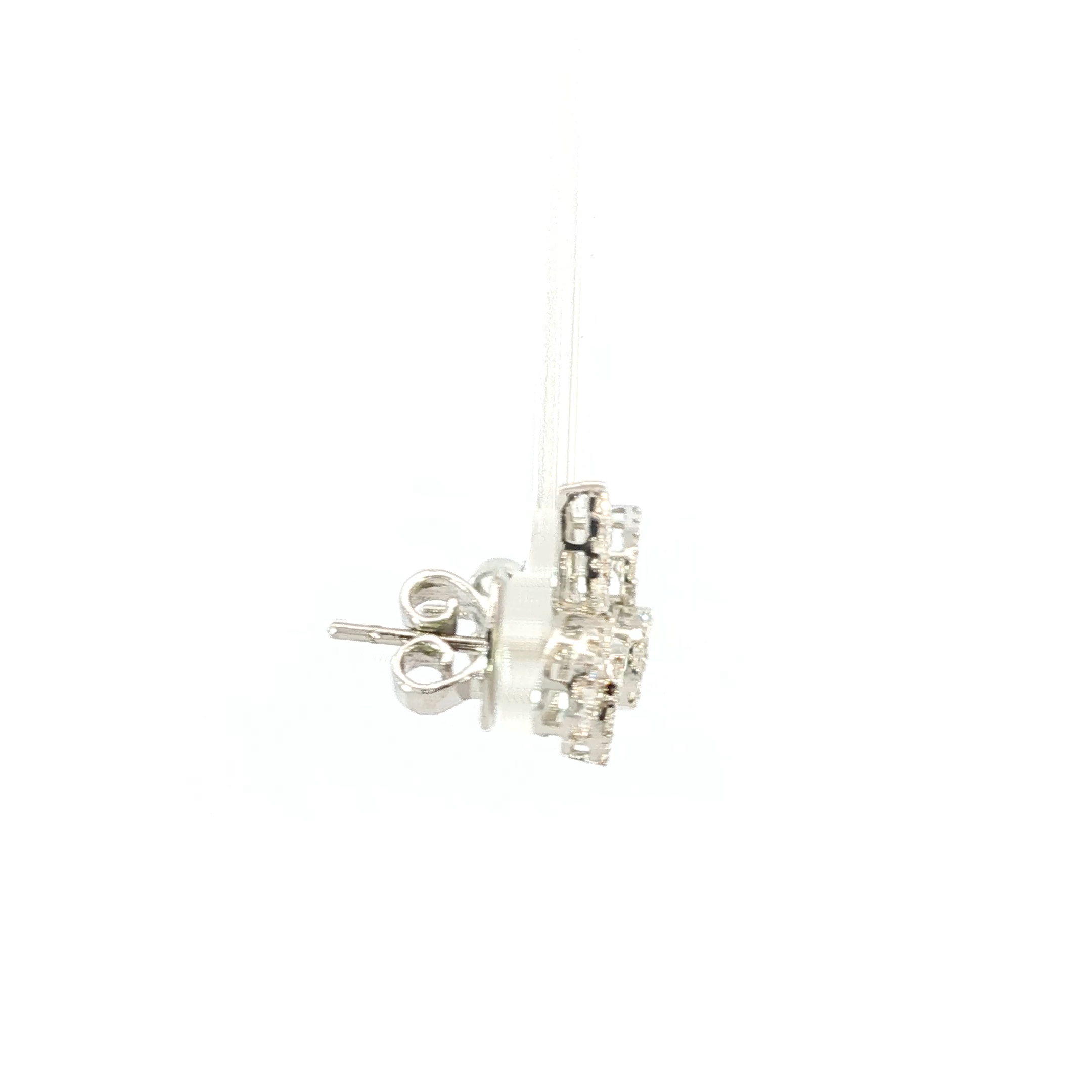 White Gold Stud Earrings with Diamond Cluster Design