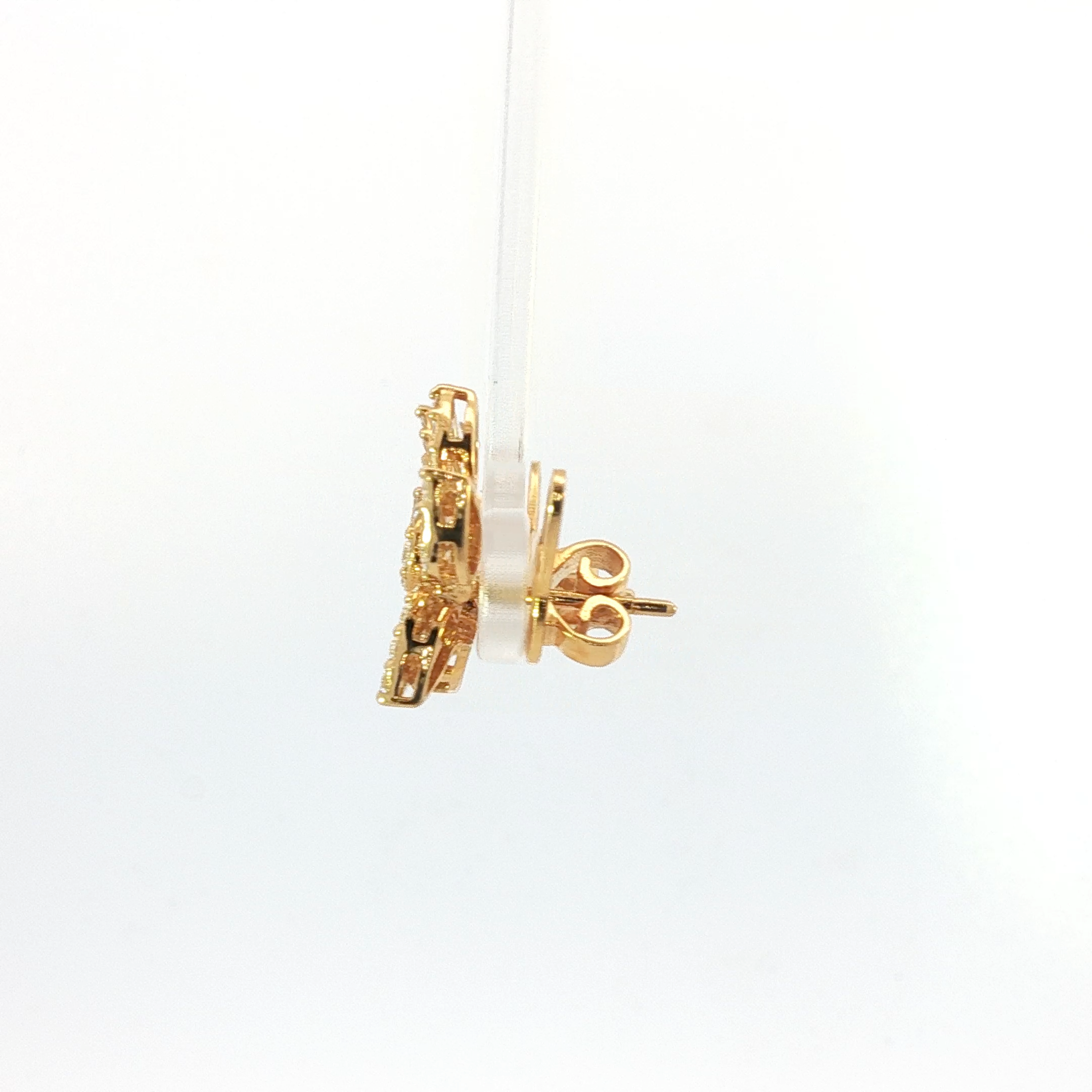 Yellow Gold Floral Diamond Stud Earrings