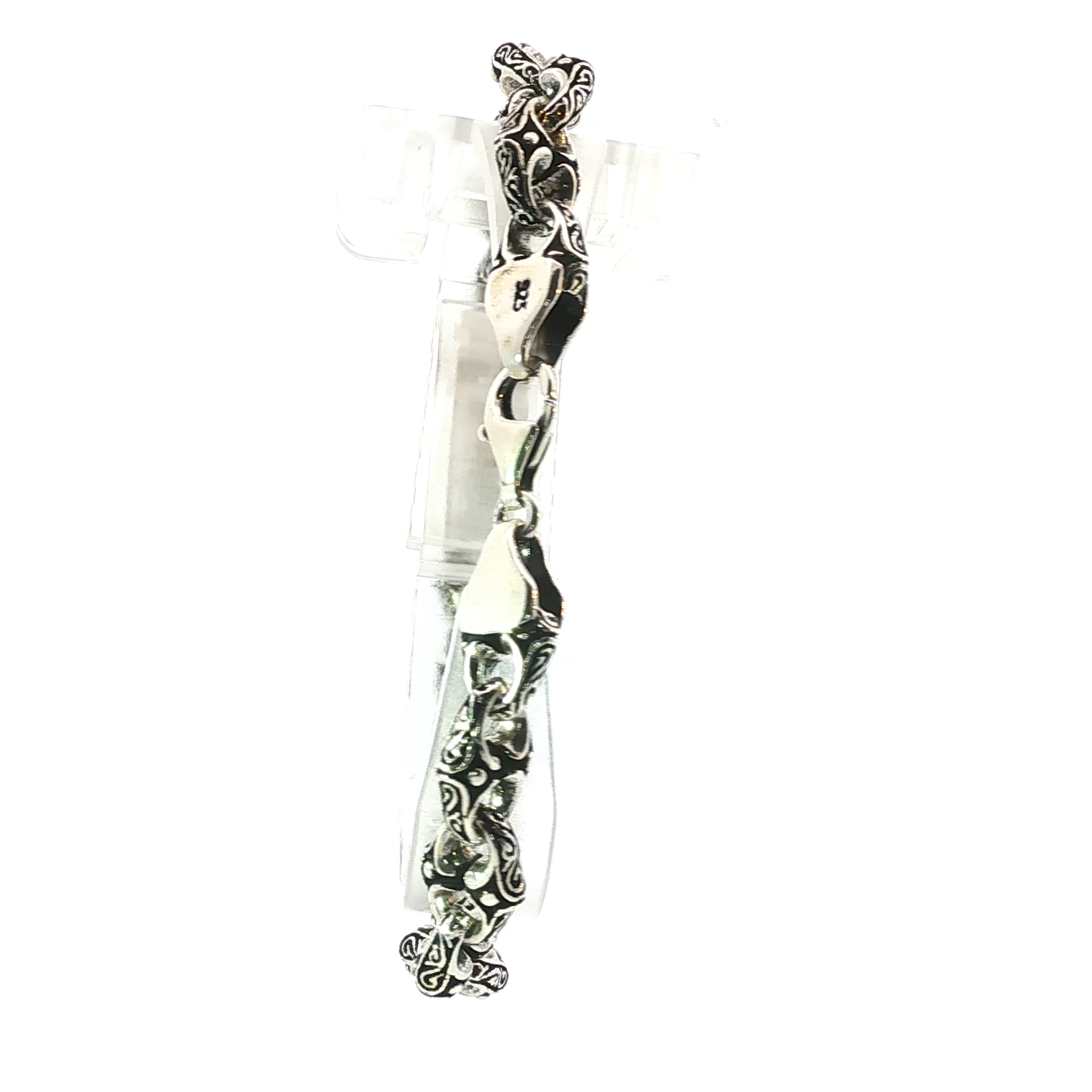 Sterling Silver Gothic Chain Bracelet with Intricate Drawn Detailing