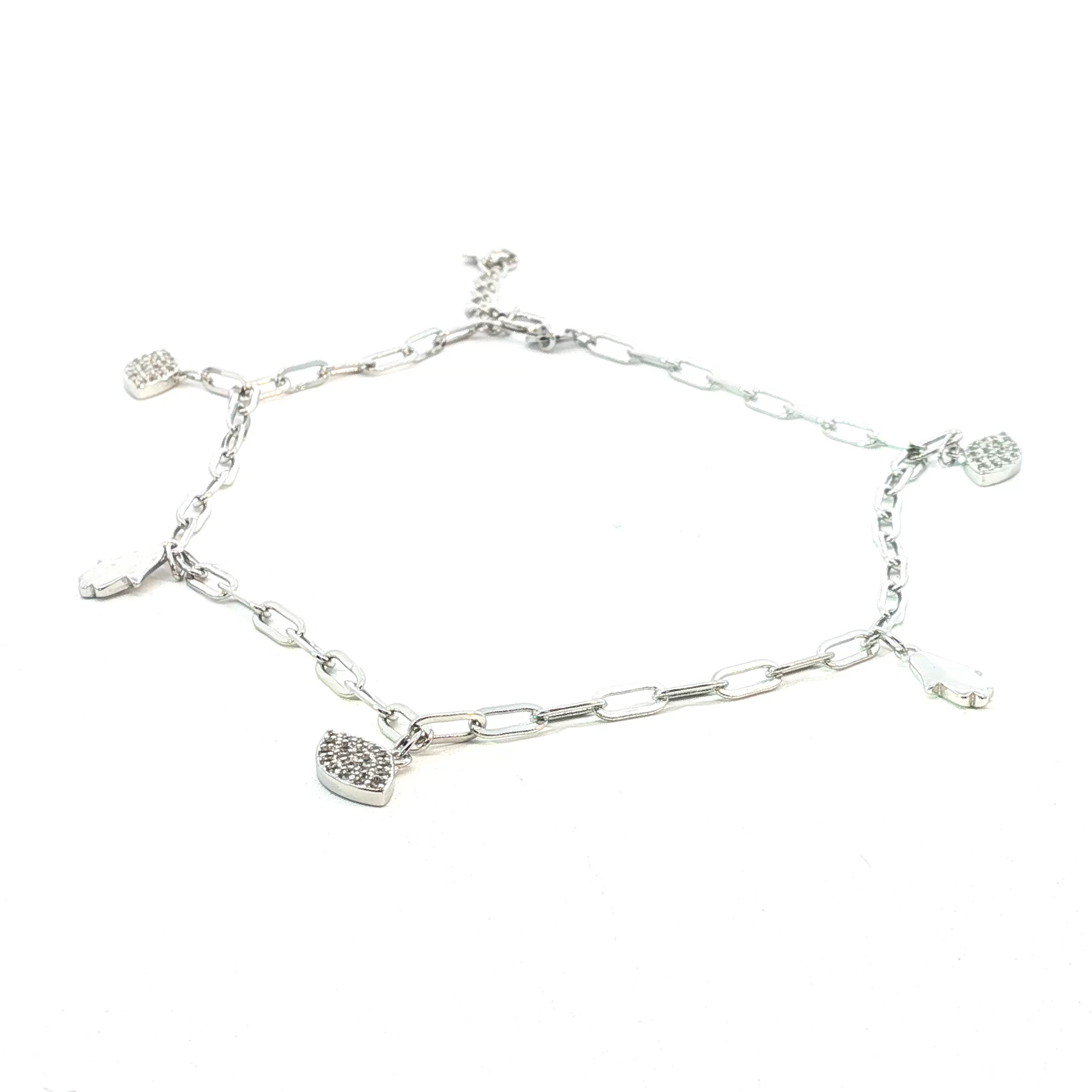 Elegant Silver Chain Anklet with Round Brilliant Diamonds