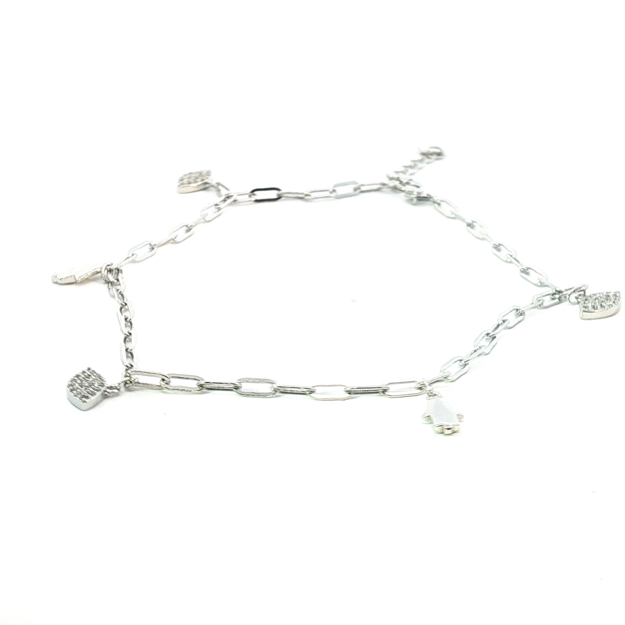 Elegant Silver Chain Anklet with Round Brilliant Diamonds