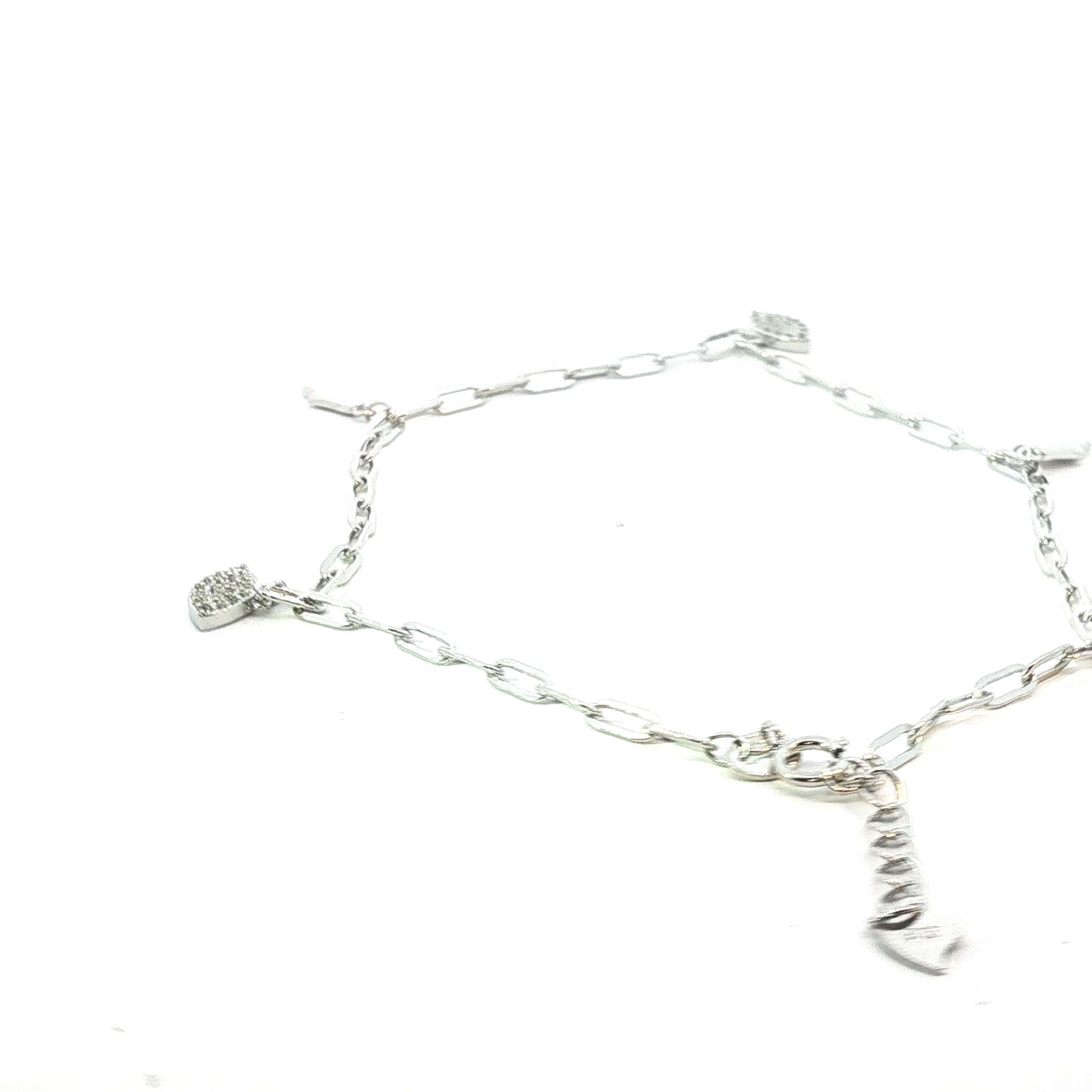 Elegant Silver Chain Anklet with Round Brilliant Diamonds
