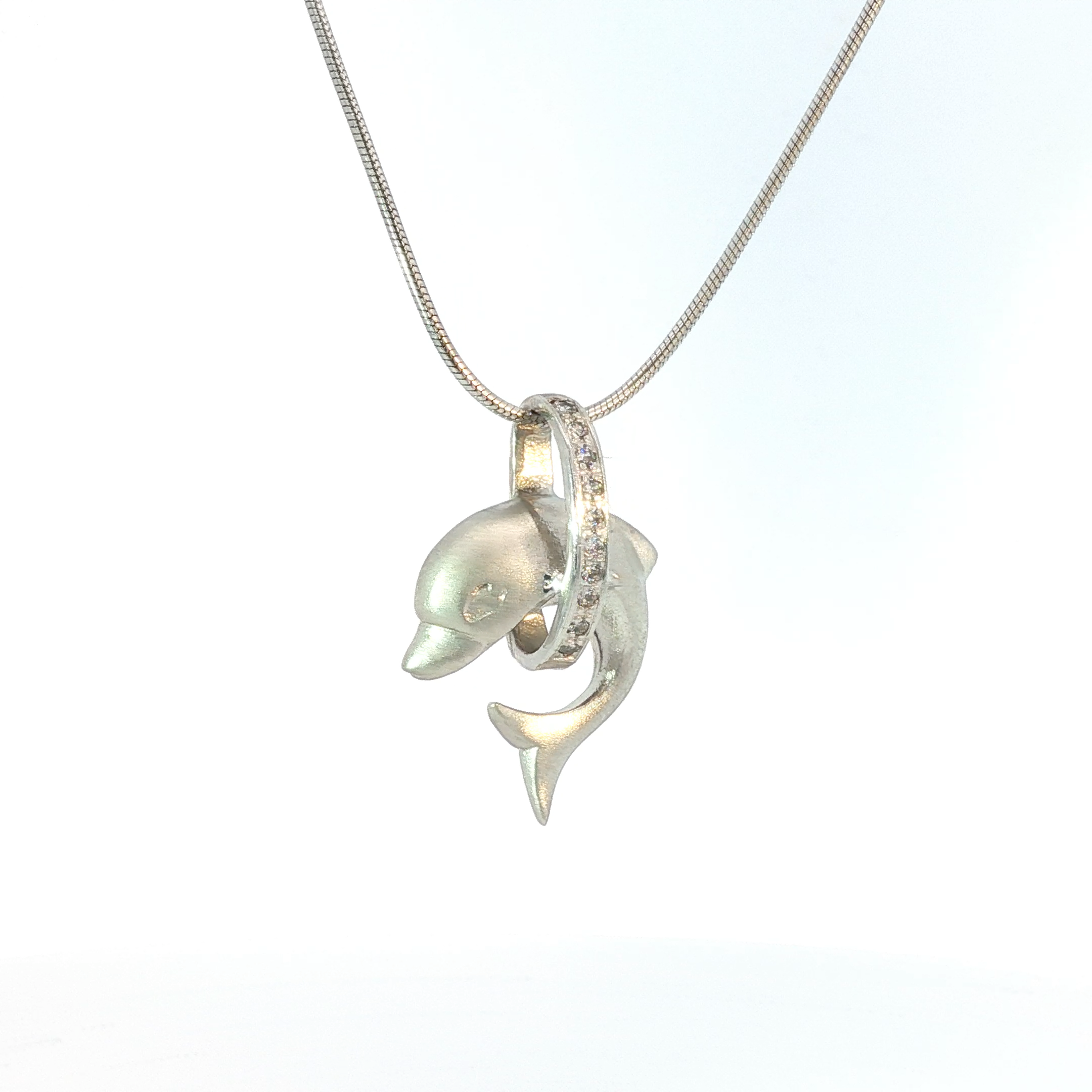 Silver Diamond Dolphin Charm