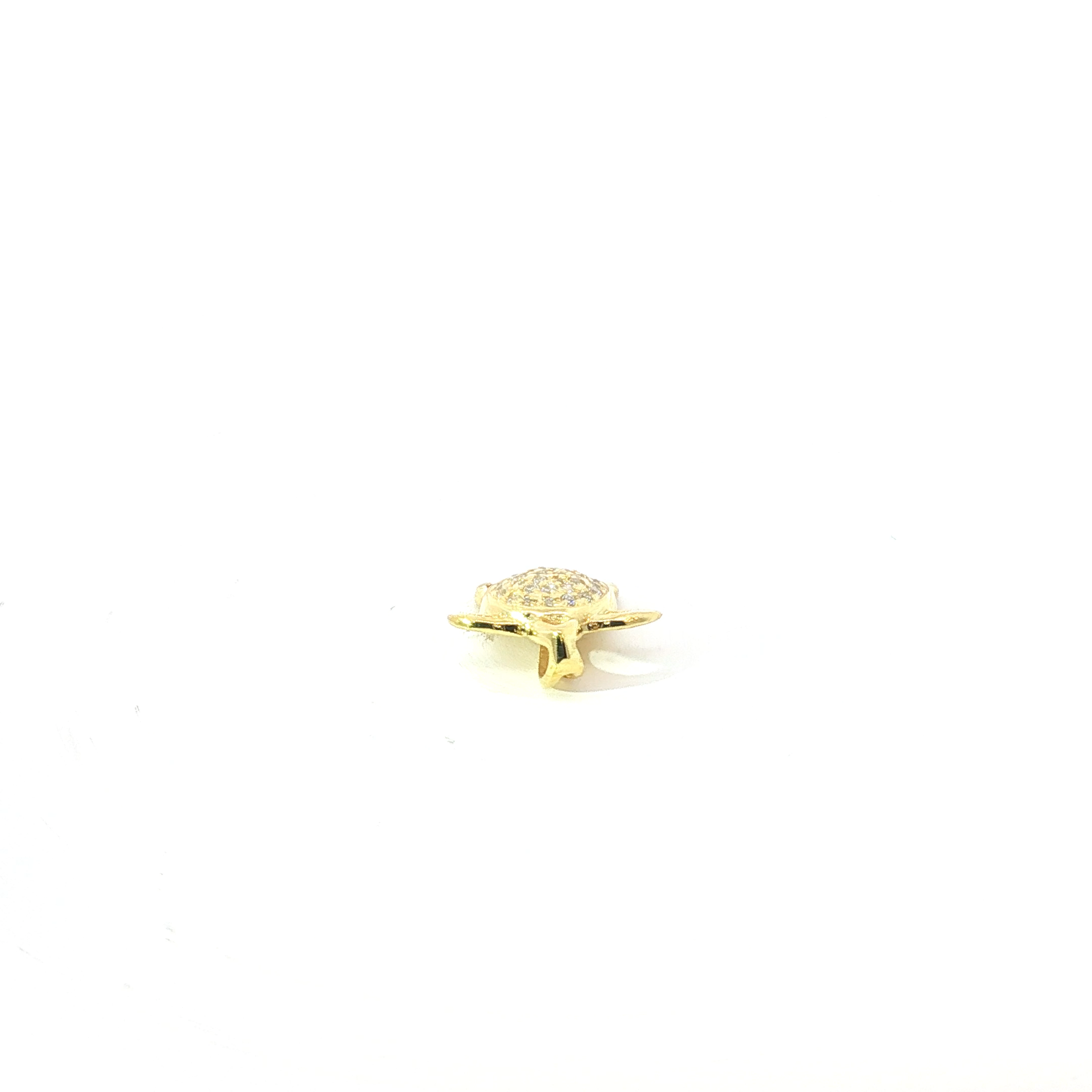 Yellow Gold (Plated Silver) Turtle Pendant with Round Brilliant Cut Diamonds