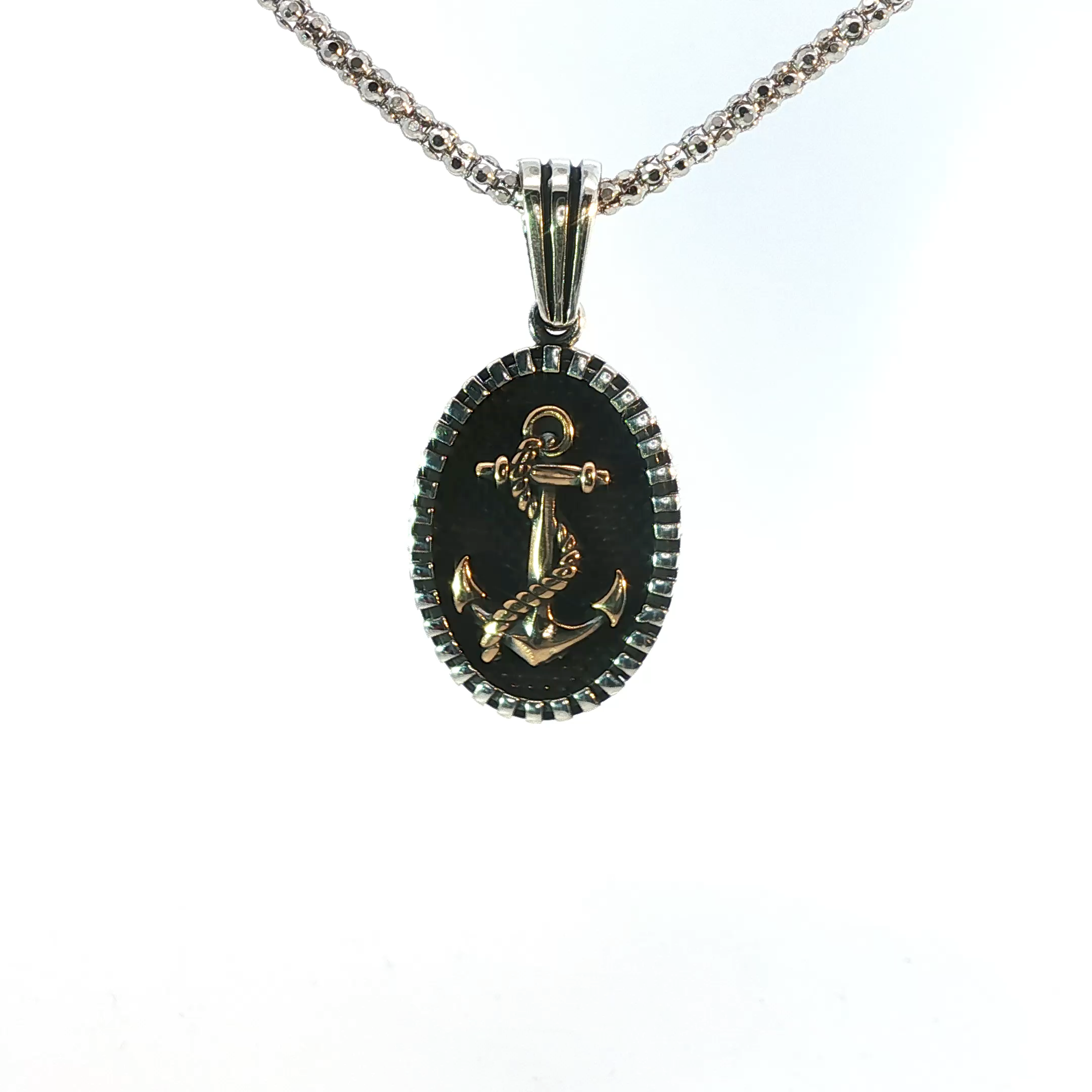 Silver Charm with Yellow(Plated) Gold Anchor Pendant