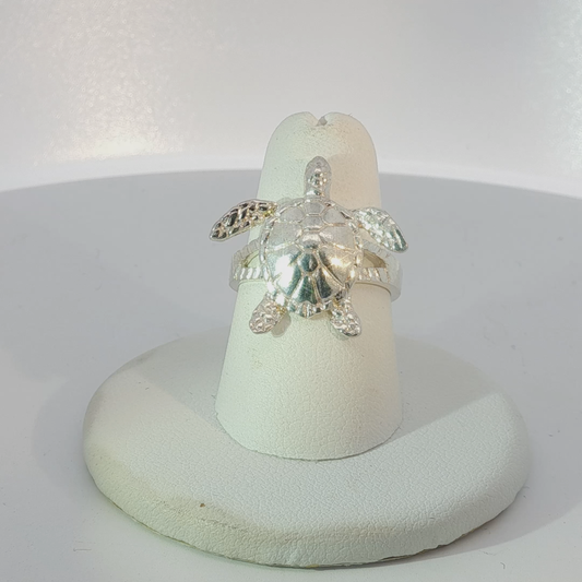 Sterling Silver Turtle Ring, Sea Life Jewelry