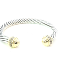 Load image into Gallery viewer, David Yurman Twisted Silver Bangle with 18K Gold & diamond Accents Caps
