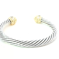 Load image into Gallery viewer, David Yurman Twisted Silver Bangle with 18K Gold & diamond Accents Caps
