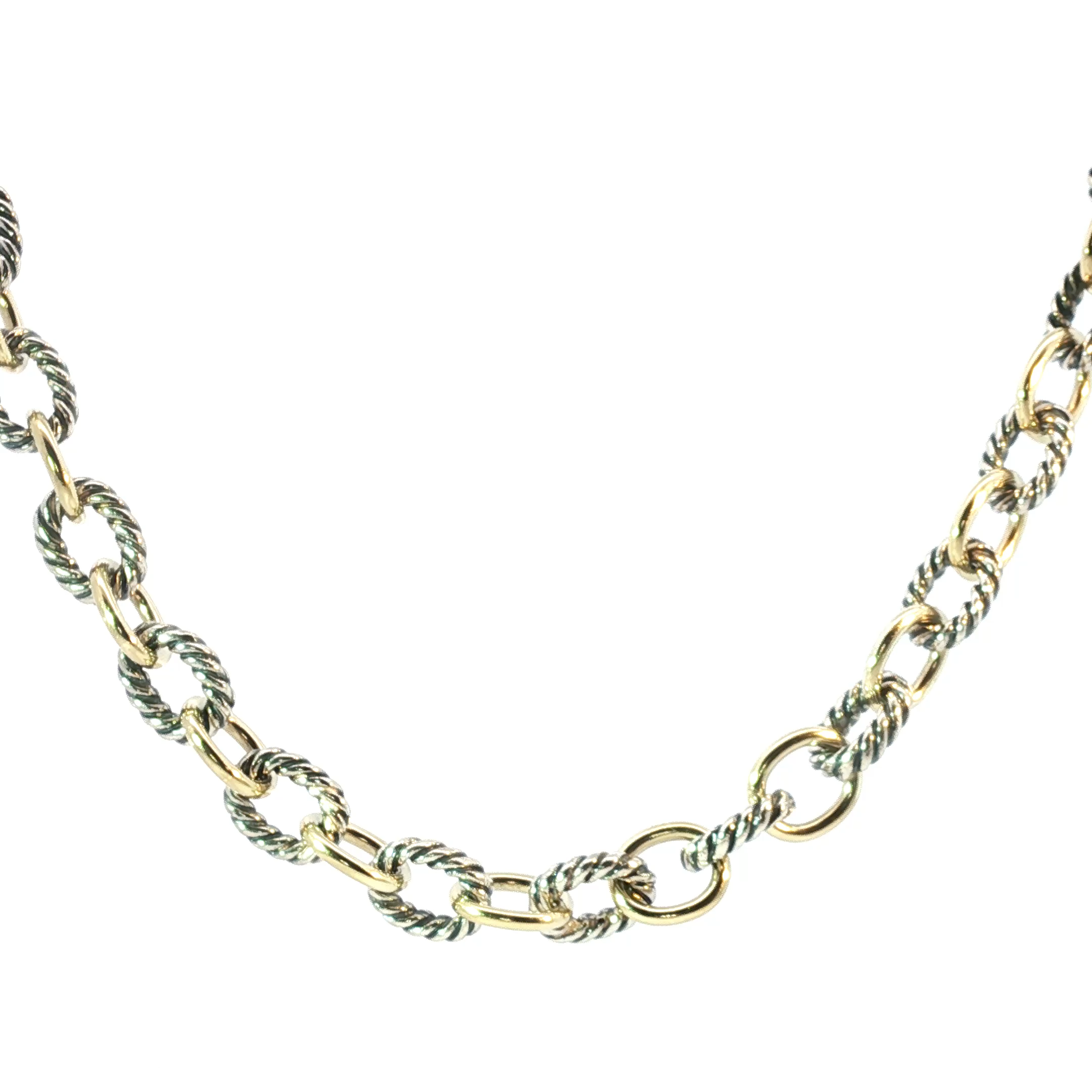 David Yurman Silver & Yellow Gold Interwoven Link Necklace