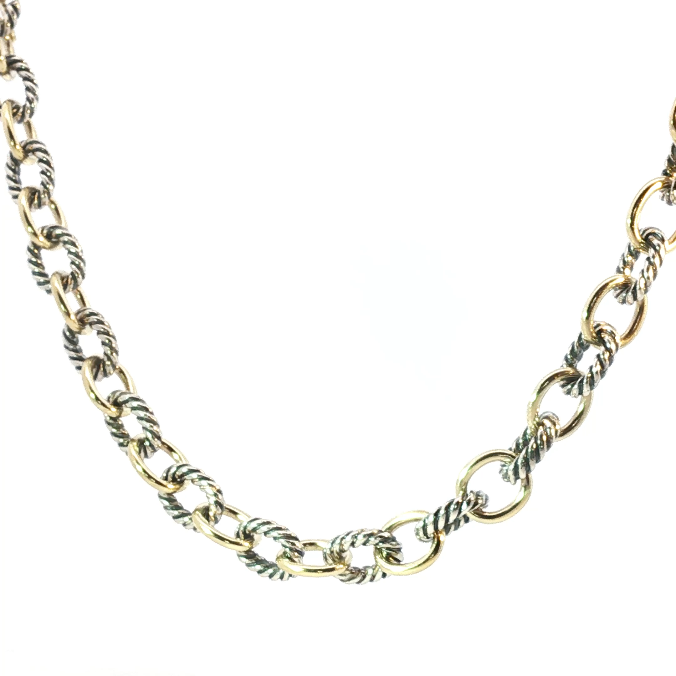 David Yurman Silver & Yellow Gold Interwoven Link Necklace