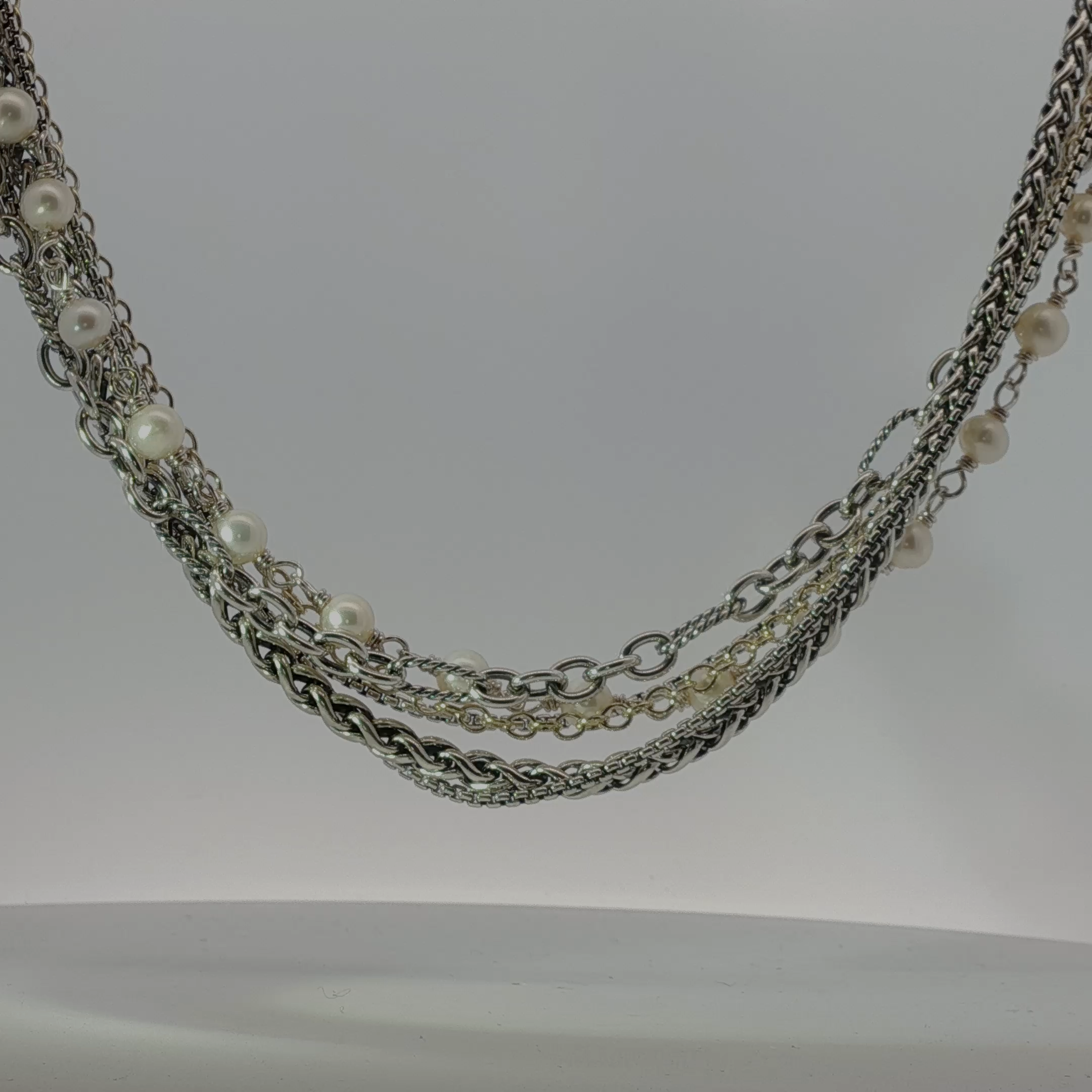 David Yurman Muiltichain Silver & Gold Necklace