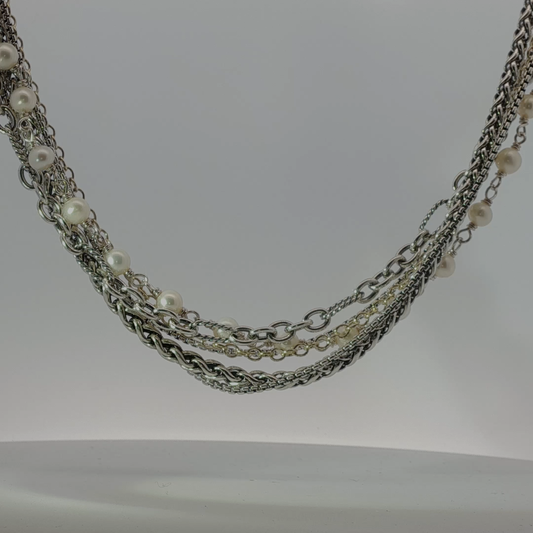 David Yurman Muiltichain Silver & Gold Necklace