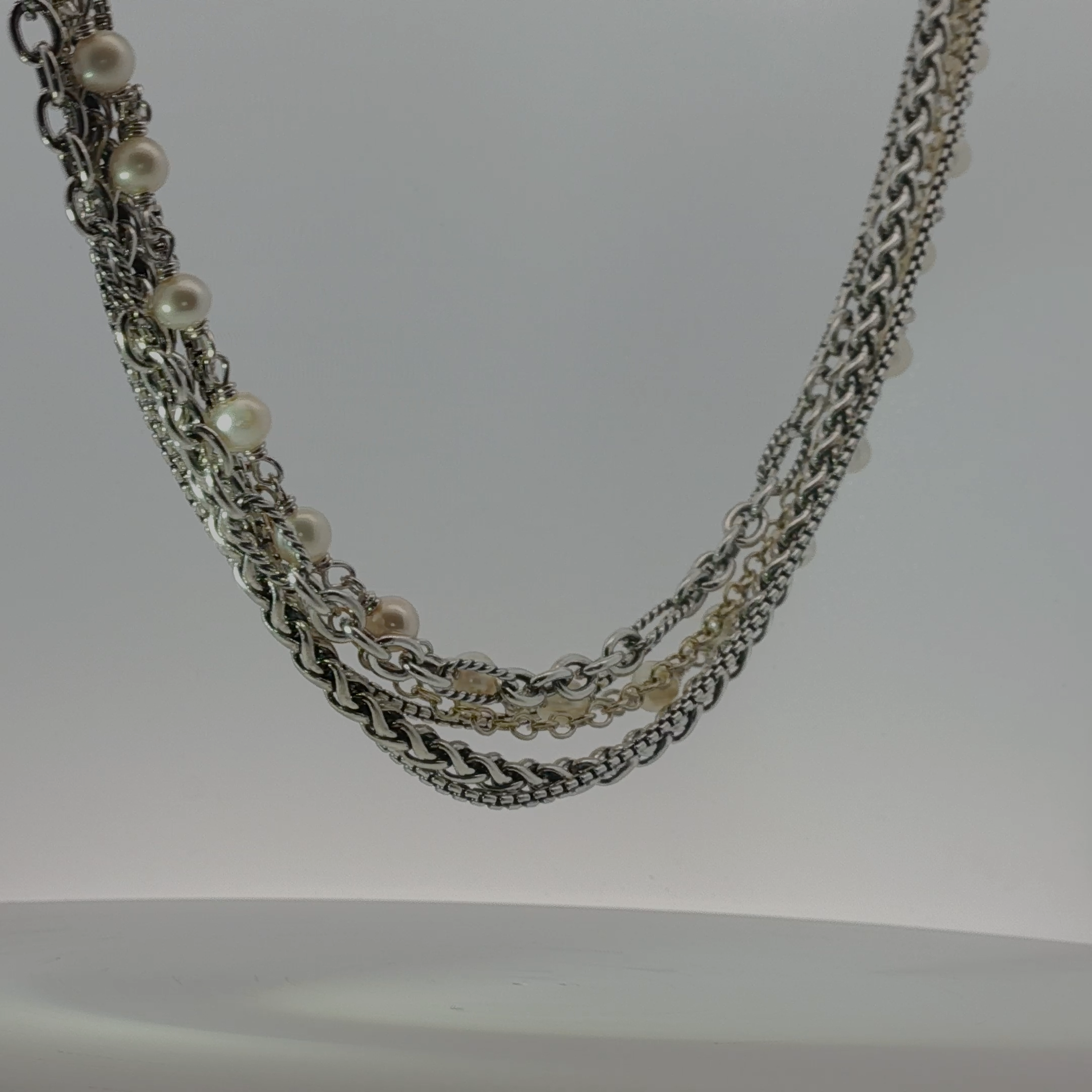 David Yurman Muiltichain Silver & Gold Necklace