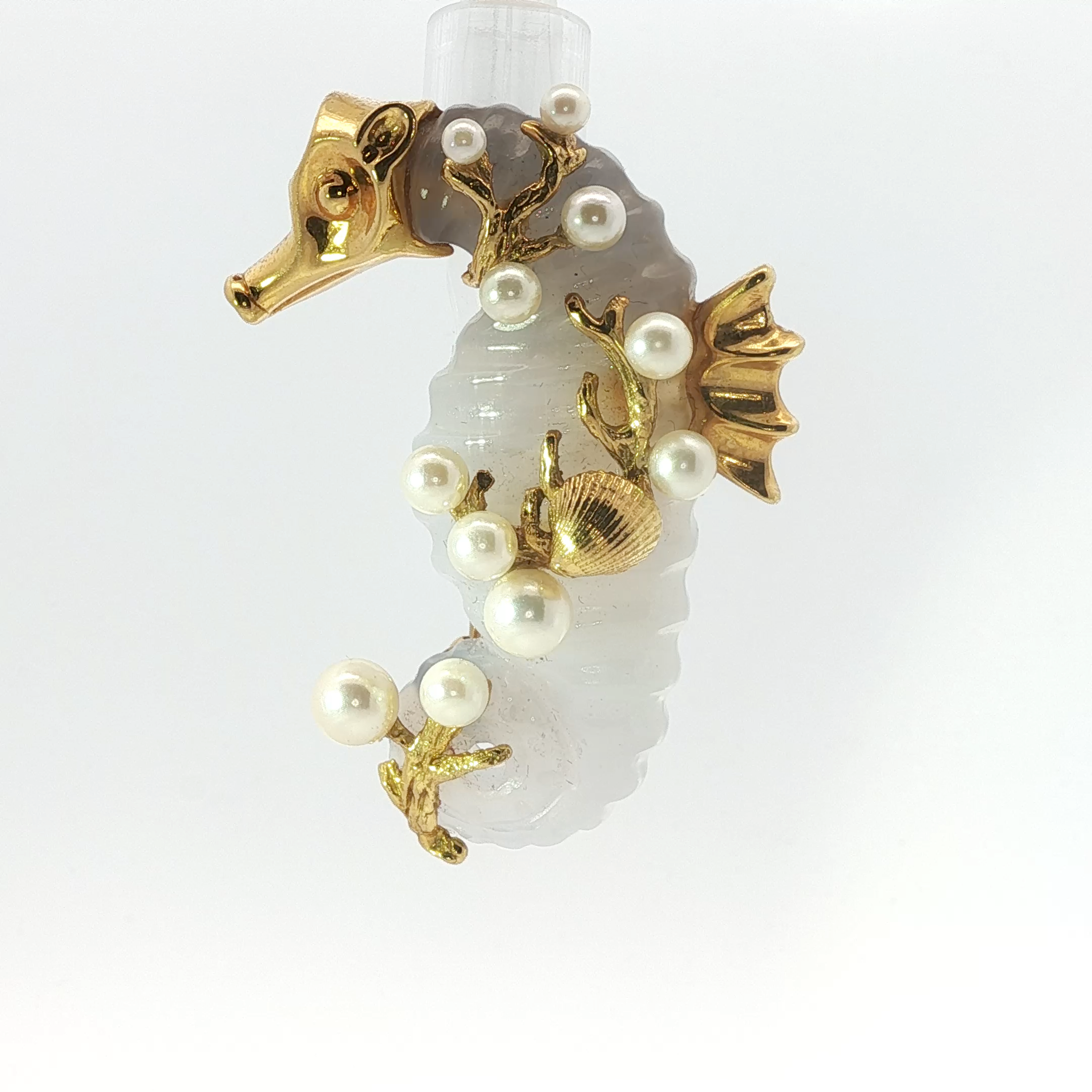 Gold Seaman Schepps Brooch with Pearl Cabochons
