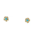 Load image into Gallery viewer, Yellow Gold Stud Earrings with Round Turquoise Cabochons
