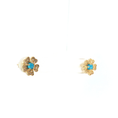 Load image into Gallery viewer, Yellow Gold Stud Earrings with Round Turquoise Cabochons
