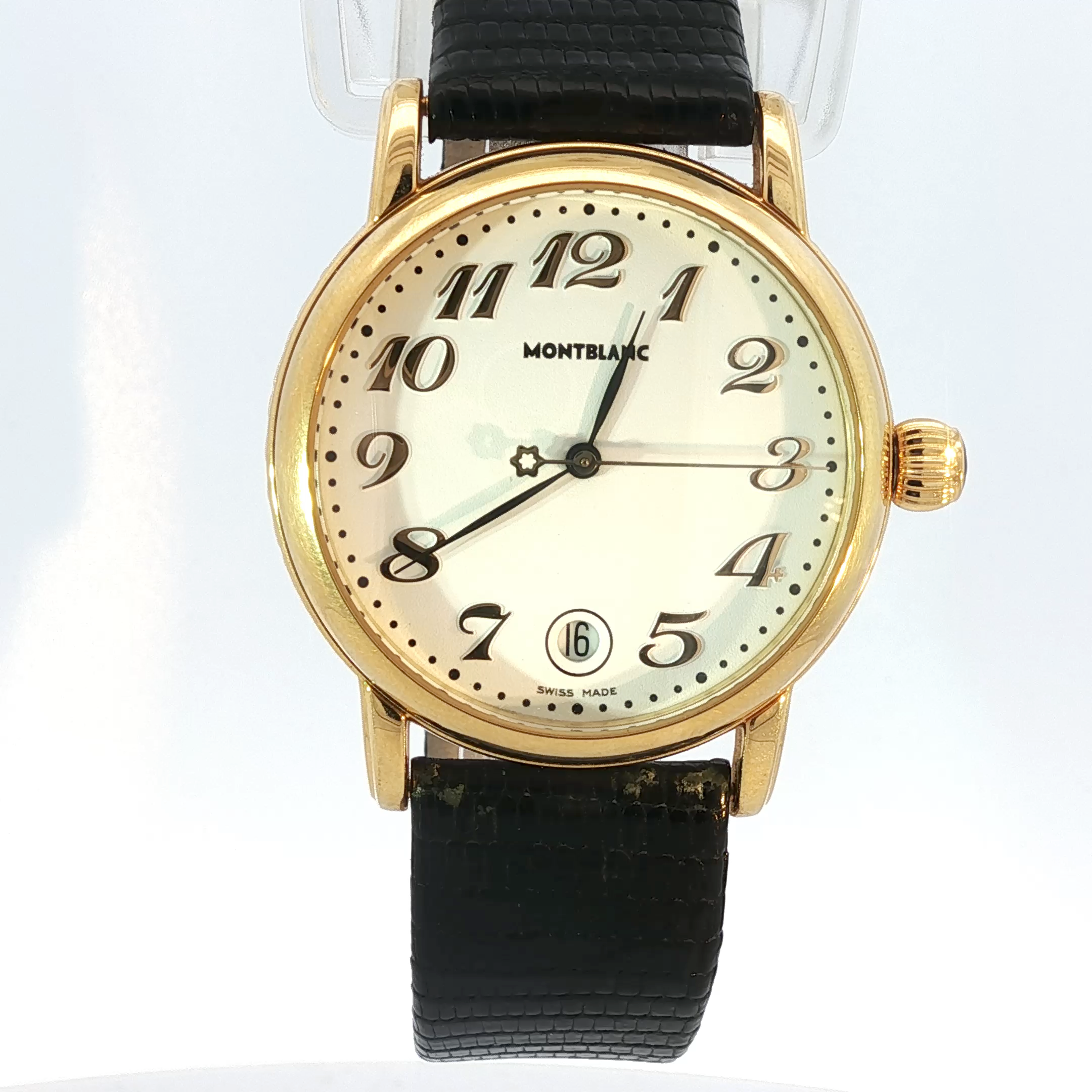 Montblanc Watch with Black Leather Strap