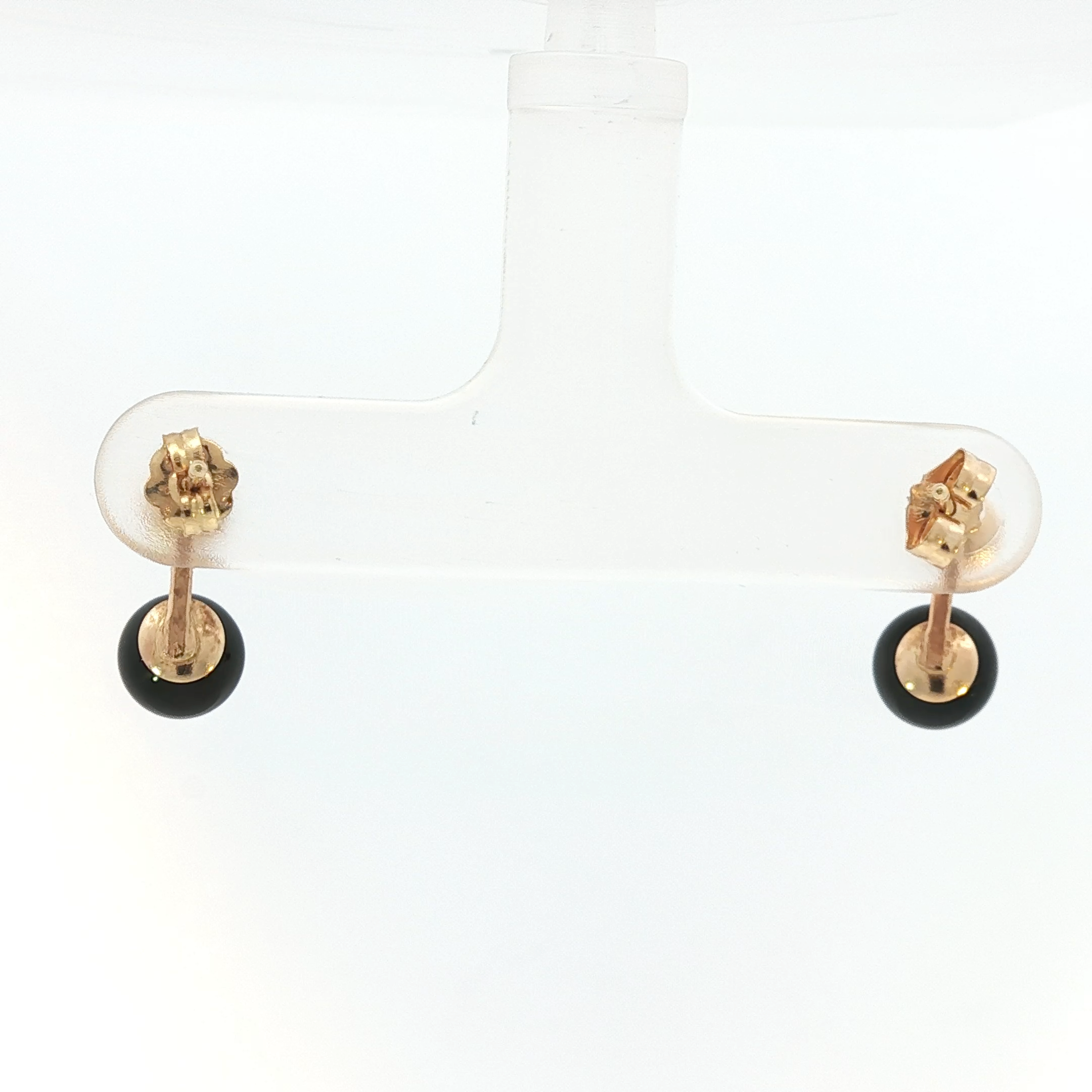 Lustrous Round Pearl Drop Earrings in Polished Rose Gold