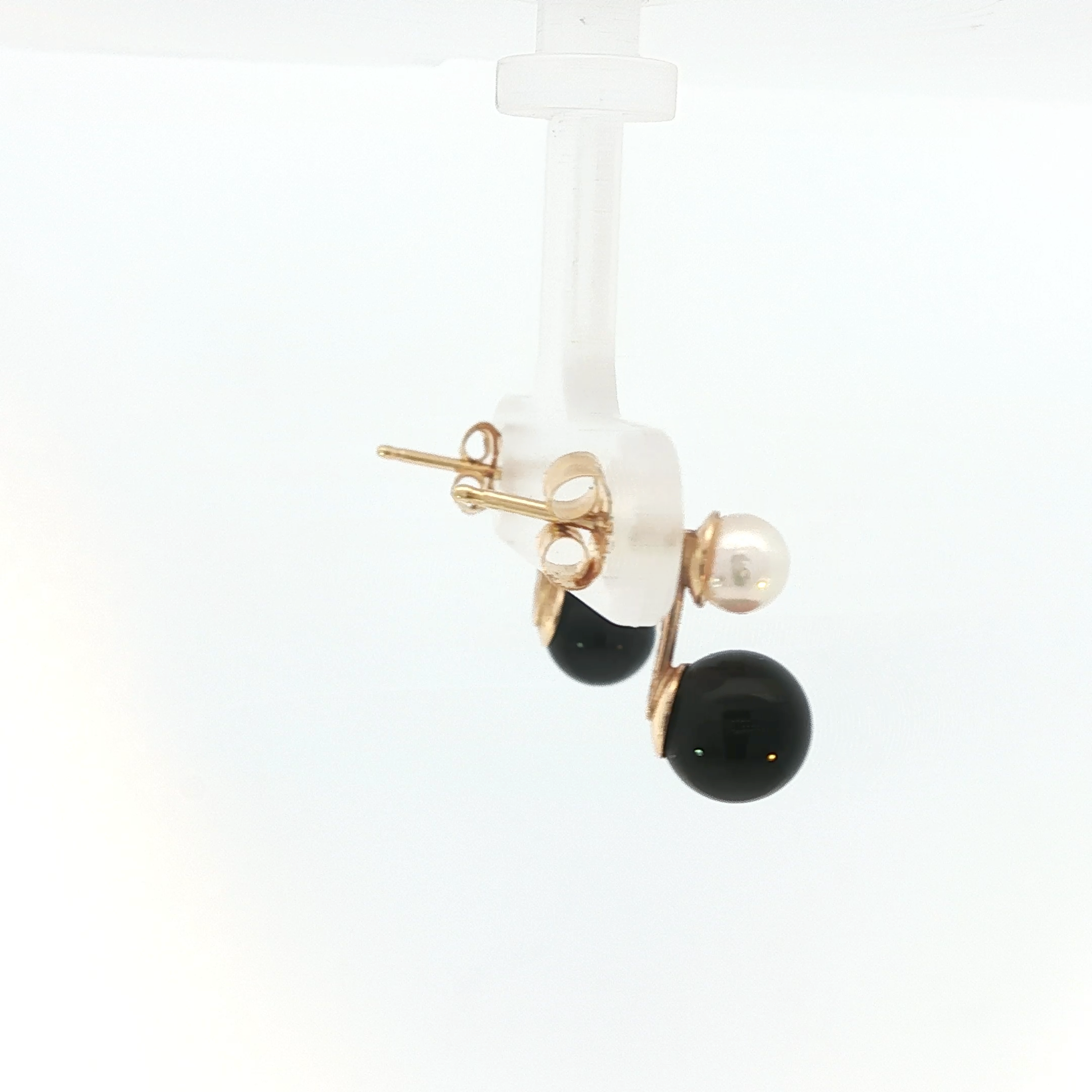 Lustrous Round Pearl Drop Earrings in Polished Rose Gold