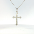 Load image into Gallery viewer, Diamond Cross Pendant in White Gold with Fluted Accents
