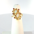 Load image into Gallery viewer, Yellow Gold Geometric Cocktail Ring with Dual Opals
