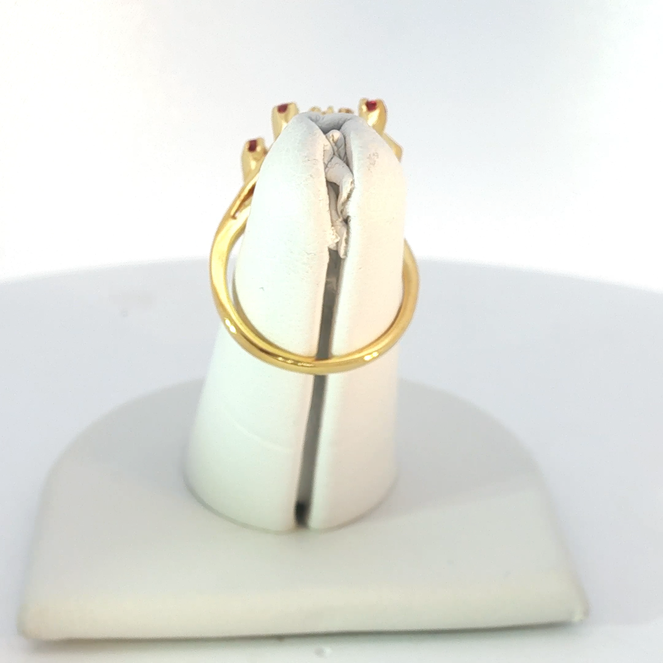 Yellow Gold Geometric Cocktail Ring with Dual Opals