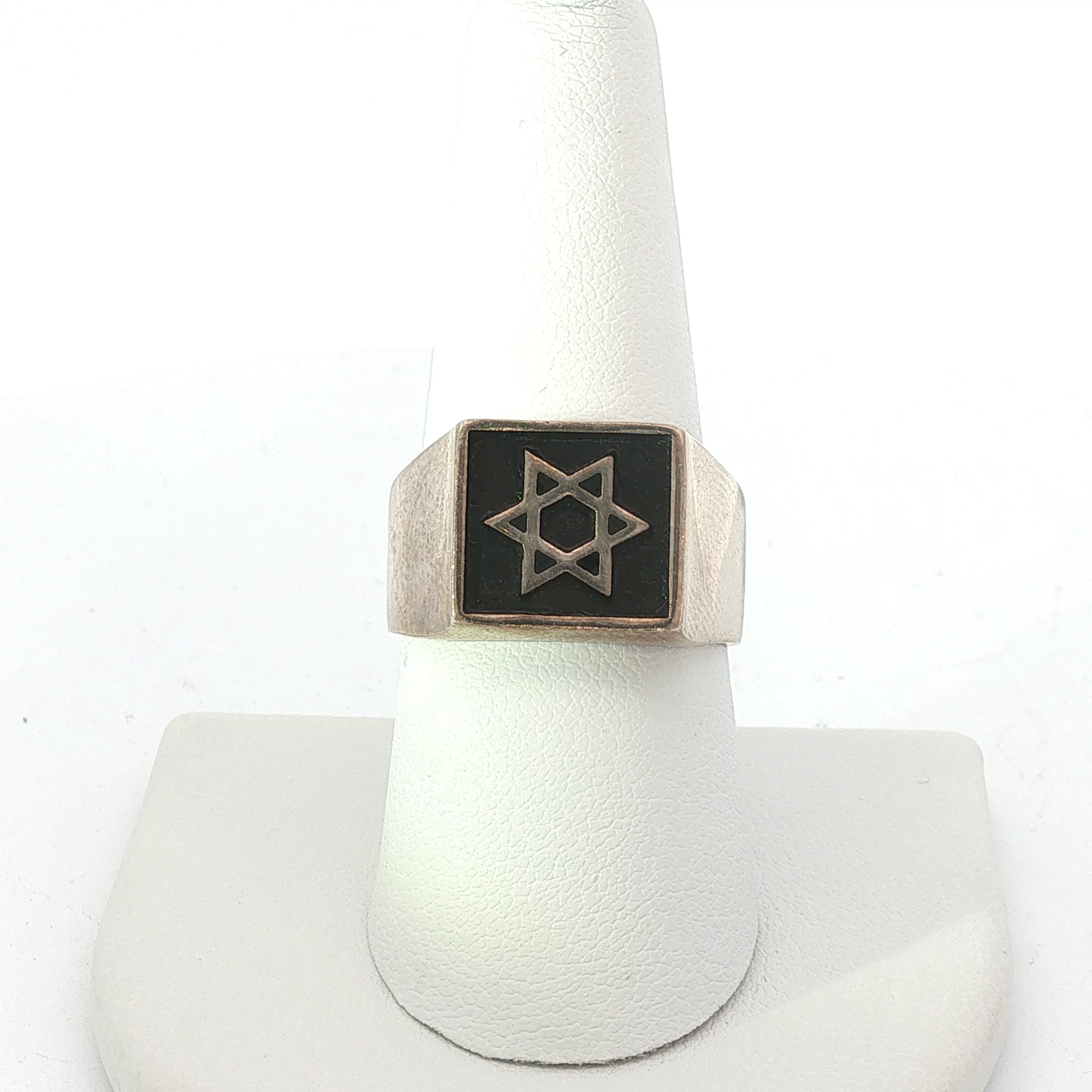 Silver Onyx Star of David Signet
